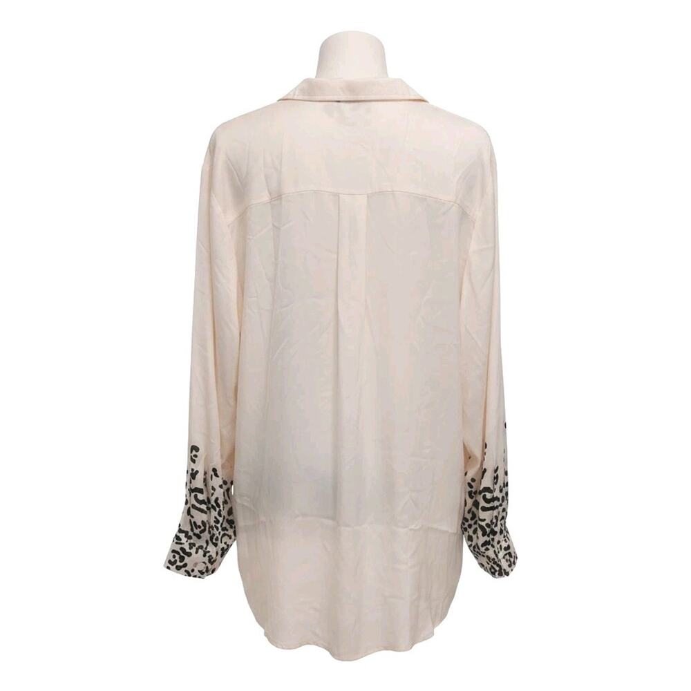 DG2 SILK Cheetah Animal Print Blouse Shirt Sz 3XL Creme Ivory Long Sleeve Luxury - Picture 4 of 12